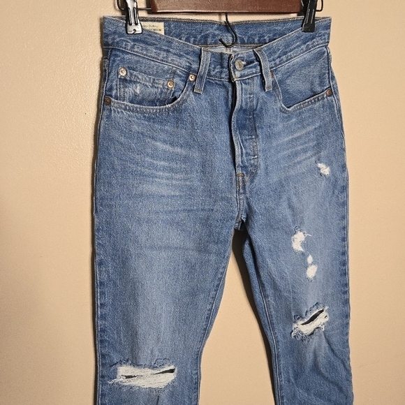 Levi's 501 High Waisted Straight Leg Jeans BIG E - Picture 4 of 12